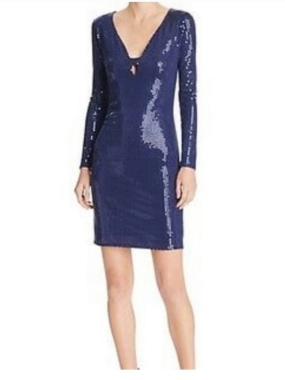 Aqua XS Deep V sequin Navy Dress